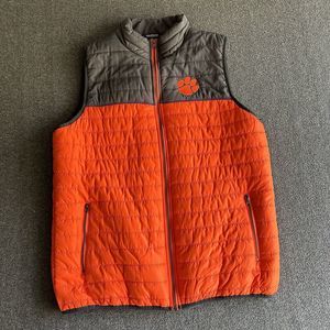 Clemson Tigers Colosseum Puffer Vest Jacket Adult Large Orange Gray